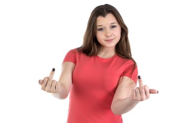 Photo of teenage girl with middle fingers clipart