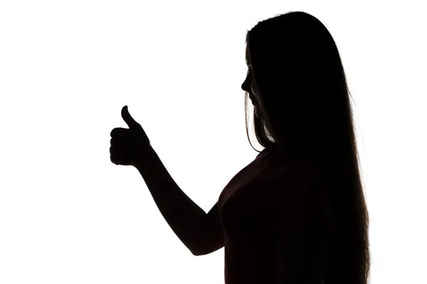 Silhouette of teenage girl with good idea — Stock Photo, Image