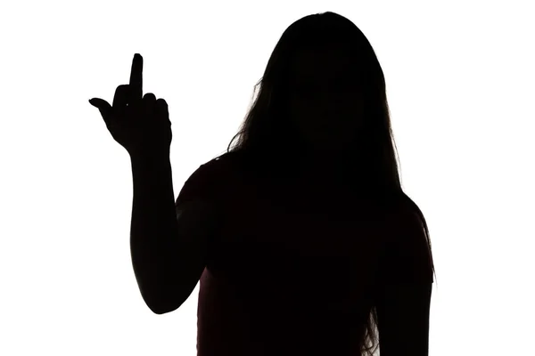 Silhouette of angry teenage girl — Stock Photo, Image