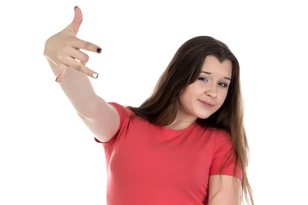 Bild von Teenager-Mädchen und Finger — Stockfoto