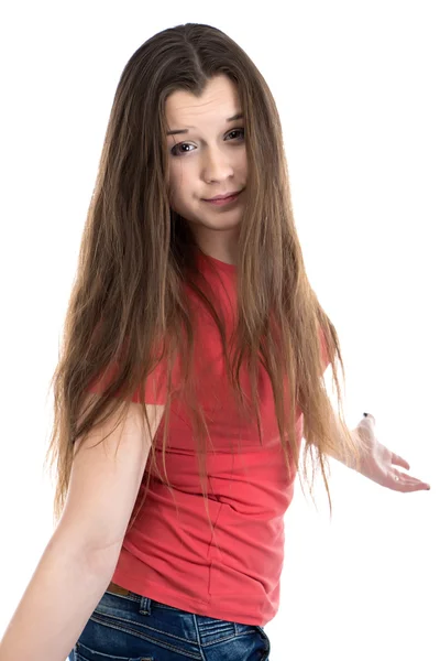 Photo of cute confused teenage girl — Stock Photo, Image