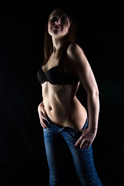 Foto della donna sexy in jeans — Foto Stock