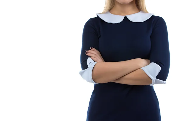 Foto de mujer con los brazos cruzados — Foto de Stock