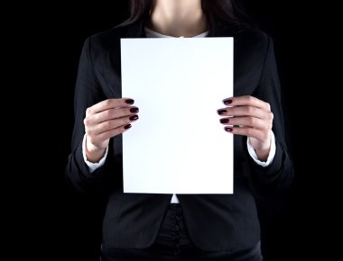 İş kadını kağıt levha ile görüntü
