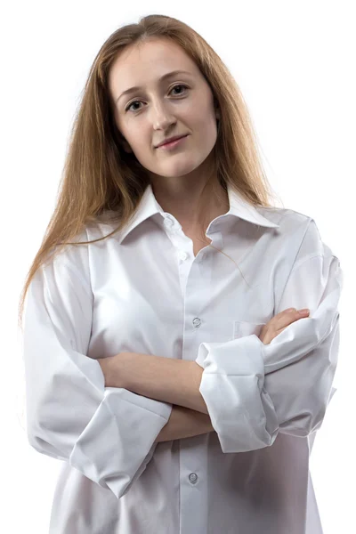 Photo of young woman with arms crossed — Stock Photo, Image