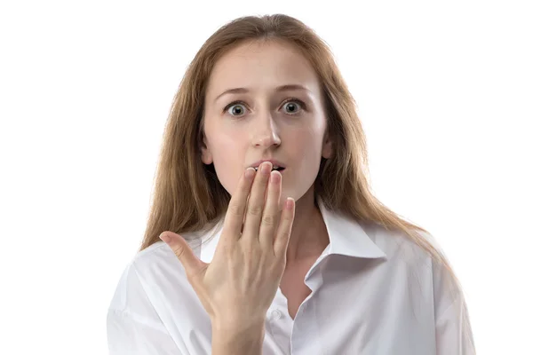 Imagen de mujer sorprendida con maquillaje natural —  Fotos de Stock