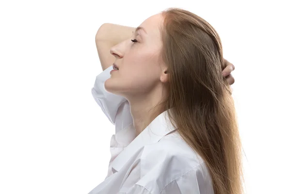 Foto de mujer con los ojos cerrados, perfil —  Fotos de Stock