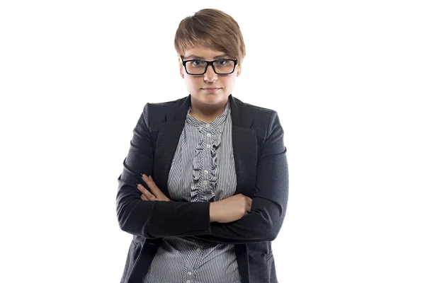 Retrato de pudgy mujer de negocios con el pelo corto —  Fotos de Stock