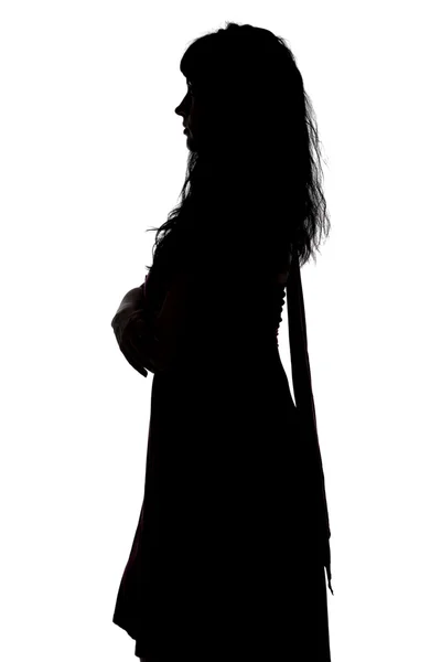 Photo de profil de la silhouette courbée de la femme — Photo