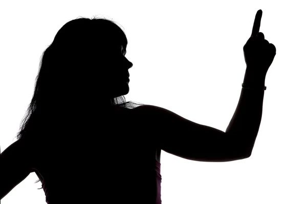 Silhouette of showing up woman, left side — Stock Photo, Image