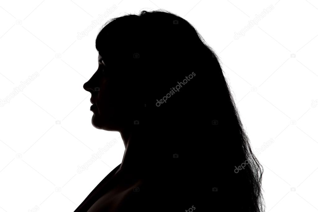 Portrait of curvy woman's silhouette in profile 