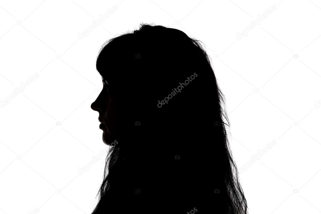 Portrait of woman's silhouette in profile