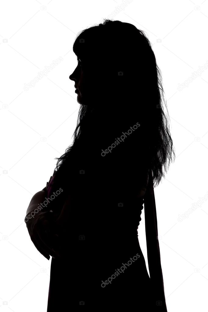 Silhouette of curvy woman in profile