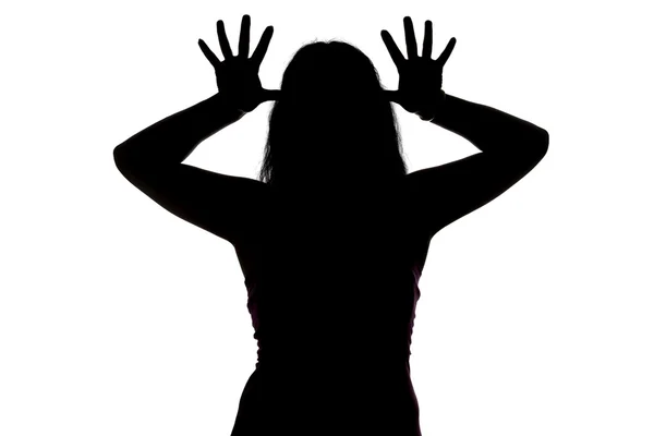 Foto van spottende womans silhouet — Stockfoto