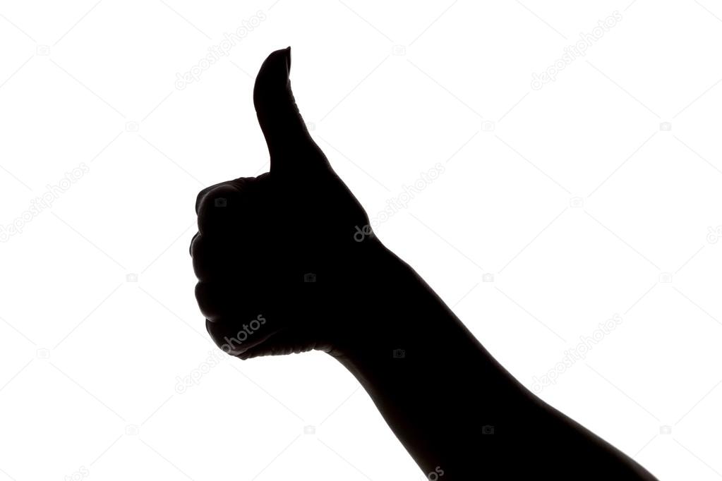 Silhouette of gesture thumb up