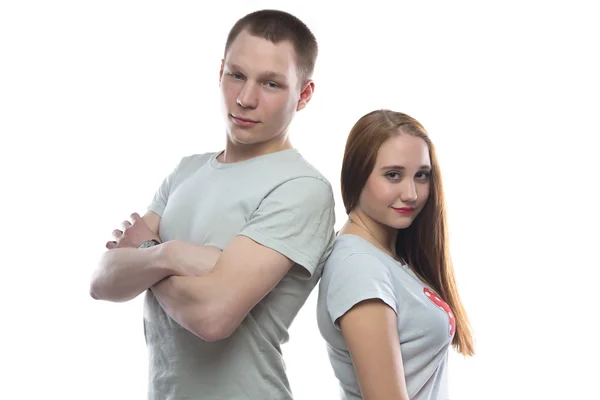 Photo of two teenagers back-to-back — Stock Photo, Image