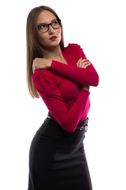 Kırmızı dudaklar ile sarılma kadın fotoğrafı