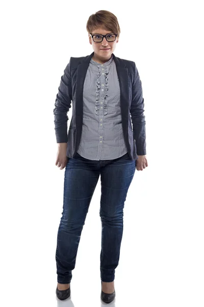 Photo pudgy woman in jeans — Stock Photo, Image