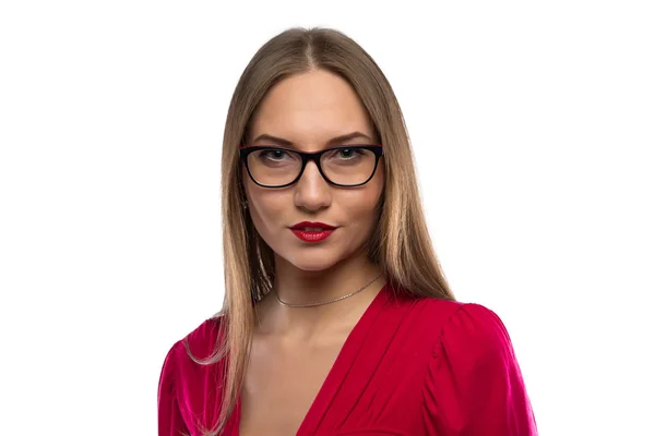 Retrato hermosa mujer en gafas — Foto de Stock