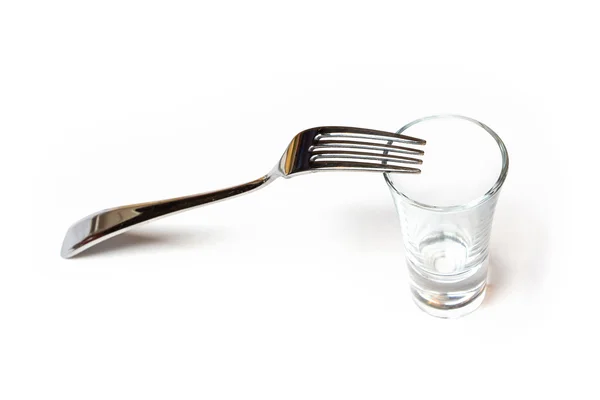 Photo of one glassy shot and fork — Stock Photo, Image