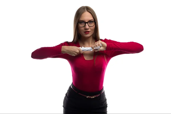 Image d'une jeune femme avec du papier froissé — Photo