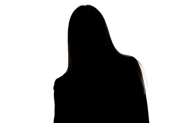 Immagine della silhouette femminile appoggiata a destra — Foto Stock