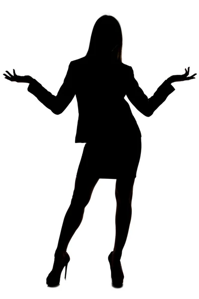 Bild av kvinnas siluett med öppna händer — Stockfoto