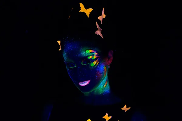 Portrait of woman with luminous make up — Stock Photo, Image