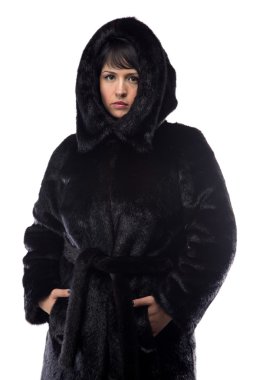 Görüntü esmer siyah kürk ceket 