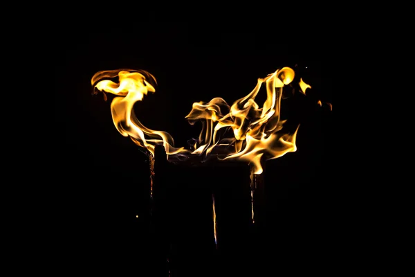 Image of flaming wood by night — Stock Photo, Image