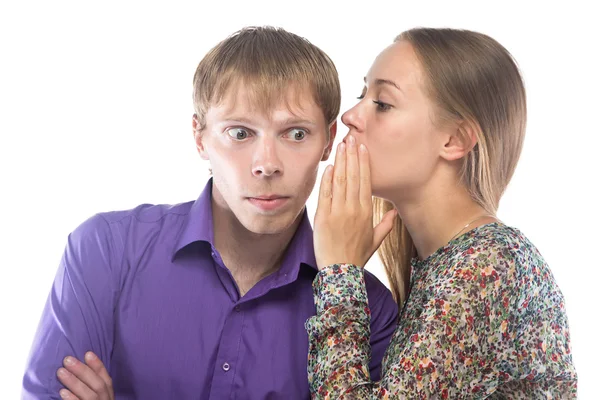 Immagine di donna e uomo pettegolezzi — Foto Stock
