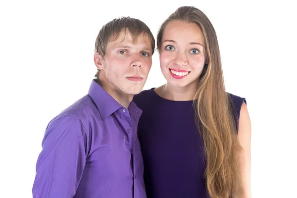 Foto van ernstige man en lachende vrouw — Stockfoto