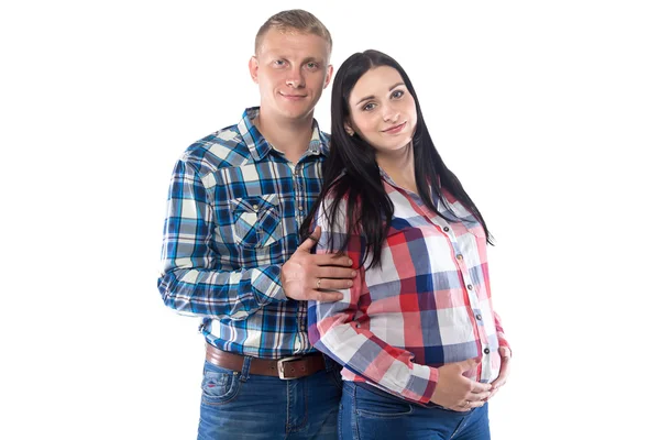 Изображение мужчины, обнимающего беременную женщину — стоковое фото
