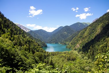 Photo of lake in mountains, landscape clipart