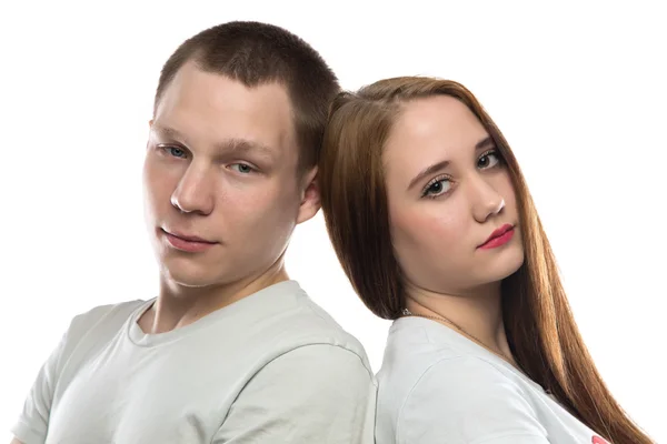 Portrait of teenage boy and girl Royalty Free Stock Photos
