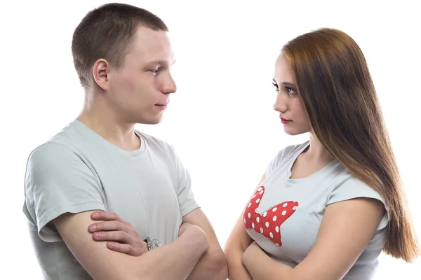 Image of serious teenage boy and girl — Stock Photo, Image