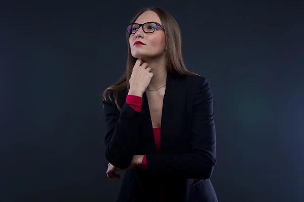 Photo of thinking woman looking up — Stock Photo, Image