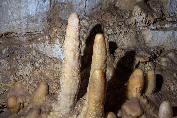 Photo of stalagmites in the cave