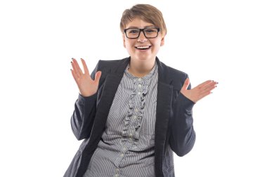 Açık eller fotoğraf mutlu tombul kadınla 