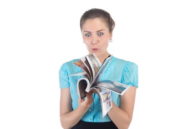 Görüntü sürpriz kadın bir dergi arıyor