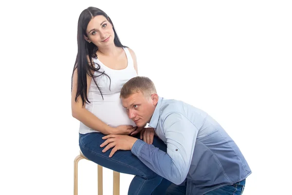 Image listening man and pregnant woman — Stock Photo, Image