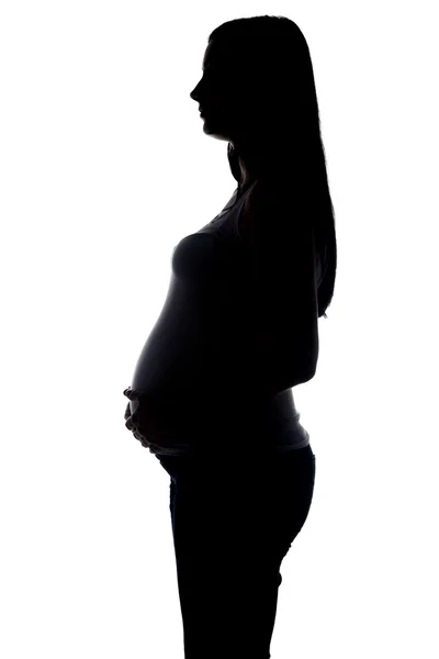 Silhouet van zwangere vrouw - profiel — Stockfoto