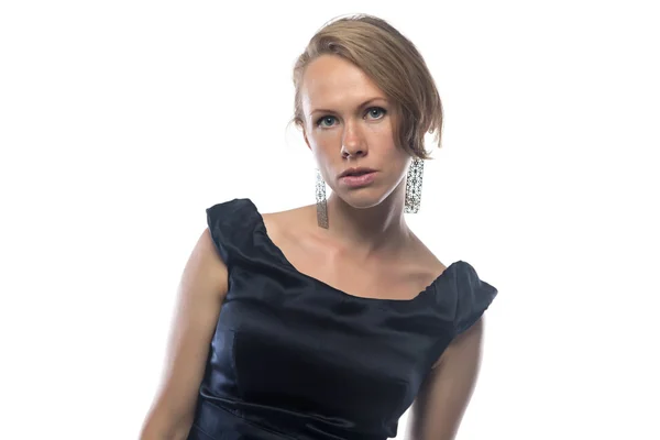 黒のドレスを着た女性の画像 — ストック写真