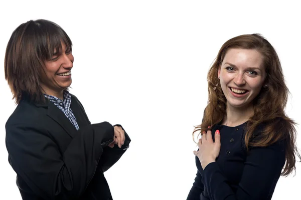 Smiling young man and woman — Stock Photo, Image