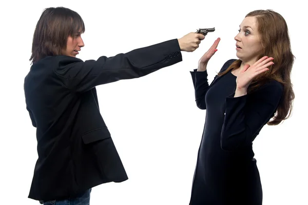 Man threatening woman — Stock Photo, Image