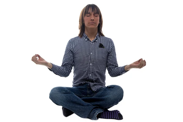 Meditierender Mann auf dem Boden — Stockfoto