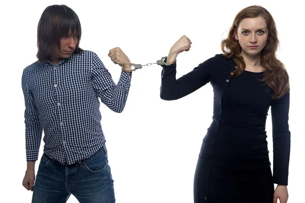 Confrontation of angry man and woman — Stock Photo, Image