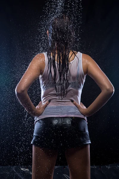 Wet woman from back — Stock Photo, Image