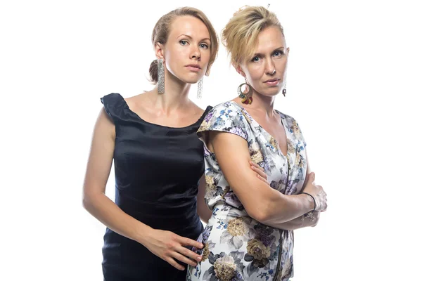 Portrait of serious women in dresses — Stock Photo, Image