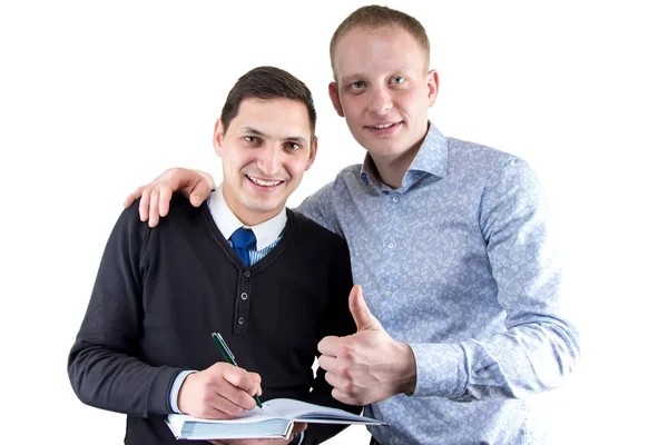 Twee gelukkig businessmans op witte achtergrond — Stockfoto